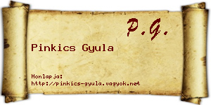 Pinkics Gyula névjegykártya
